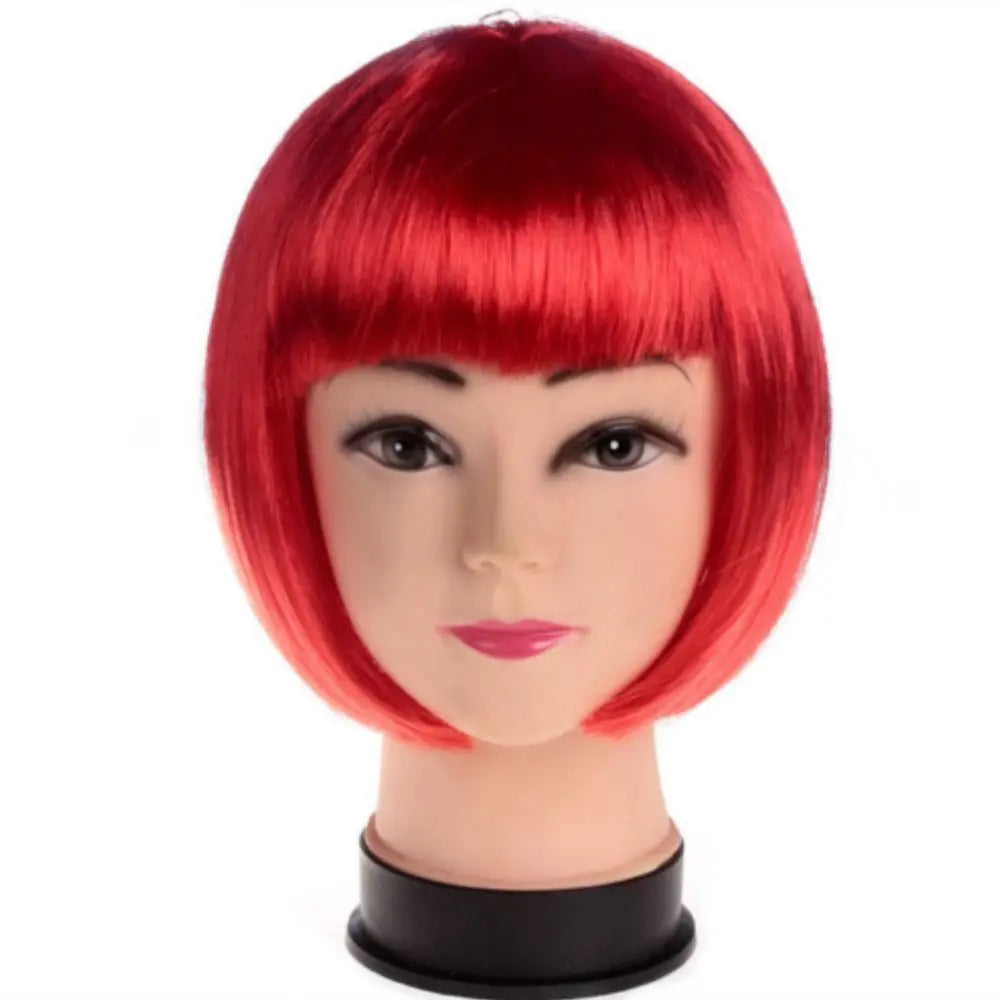 Multiple Color Fashion Full Wig Short Straight Hair Bob Wig Synthetic Hair Customized Synthetic Lace Headgear