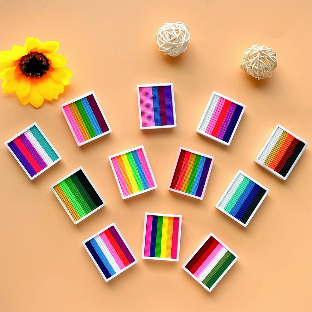 12-Color Rainbow Face and Body Paint Kit, Water-Soluble, Vibrant Palette with Brush for Halloween, Cosplay, Parties,Party Makeup