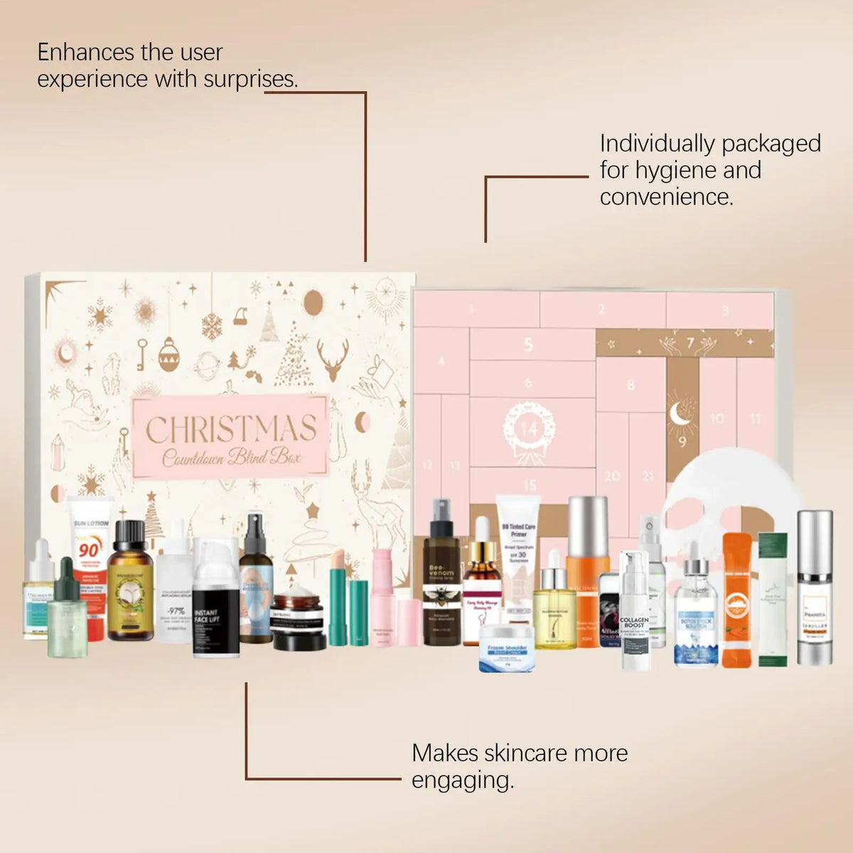 24pcs girl makeup set 24 Days of Christmas Countdown Calendar box Christmas makeup Advent Calendar kit girl Christmas gift