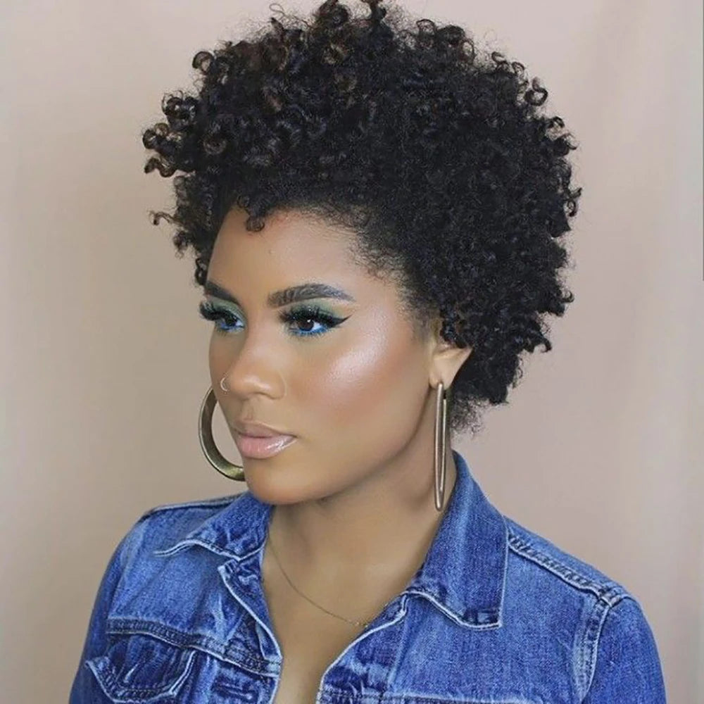 Short Curly Pixie Wigs Human Hair 100% Glueless Wig 13X4 Lace Front Wig Natural Realistic Tangle Free For Women Daily Wear