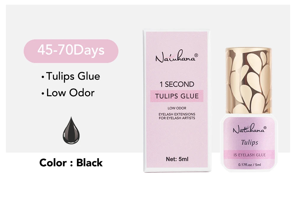 NATUHANA 5ml 1 Second Fast Drying Strong False Eye Lash Extension Glue Adhesive Retention 5-7 Weeks Low Smell Mink Eyelash Glue