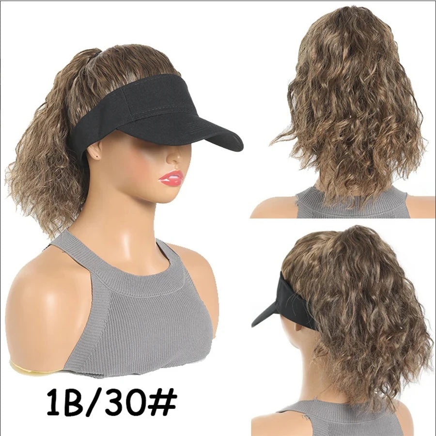 Synthetic Hat With Hair Attached For Women Ponytail Curly Hair Wig With Hair Cap Styling Baseball Baseball Cap Ponytail Hat Wig