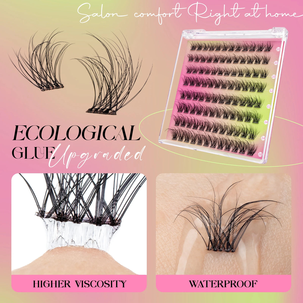 VYRILA Self Adhesive Cluster Lashes Glue-Free DIY Individual Eyelash Extension Natural Soft Lashes No Glue Needed Segmented Lash