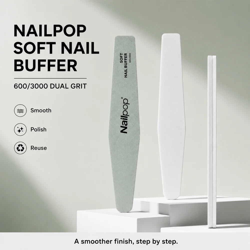 Soft Eva Dual Sided Nail Buffer Block 600/3000 Grit Washable Reusable Nail File Natural Nail Polishing Tool For Salon Manicure