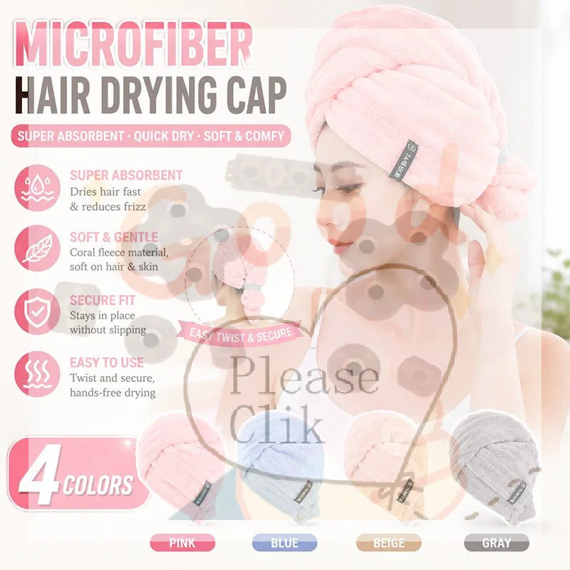 【HG】1Pcs Quick Dry Absorbent Hair Towel Long Hair Kids Girl Soft Coral Bath Cap For Women Hair Towel Cap Wrap