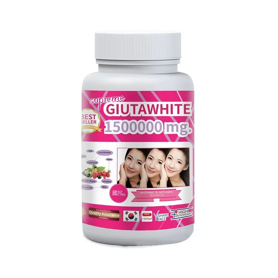 1500000mg Glutathione Capsules with Vitamin C Biotin Zinc Acerola Cherry for Whitening Skin Boost Up Tighten Pore 60 Count