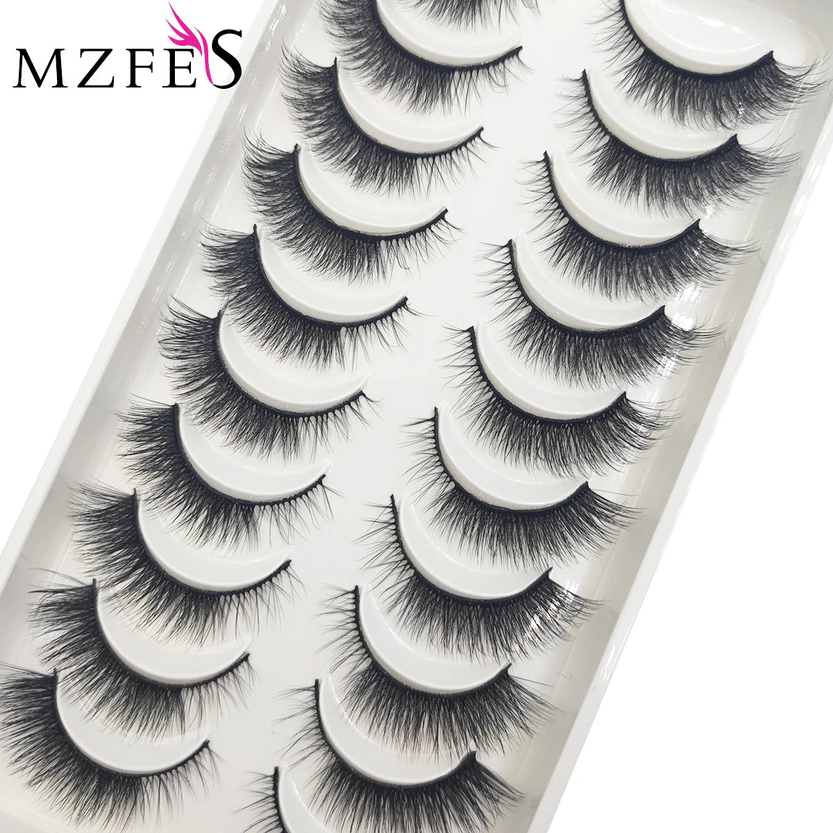 10 Pairs Natural 3d Mink Lashes Soft False Eyelashes Cross Messy Dense Eye Lashes Extension Makeup Faux Cils Cat Mini