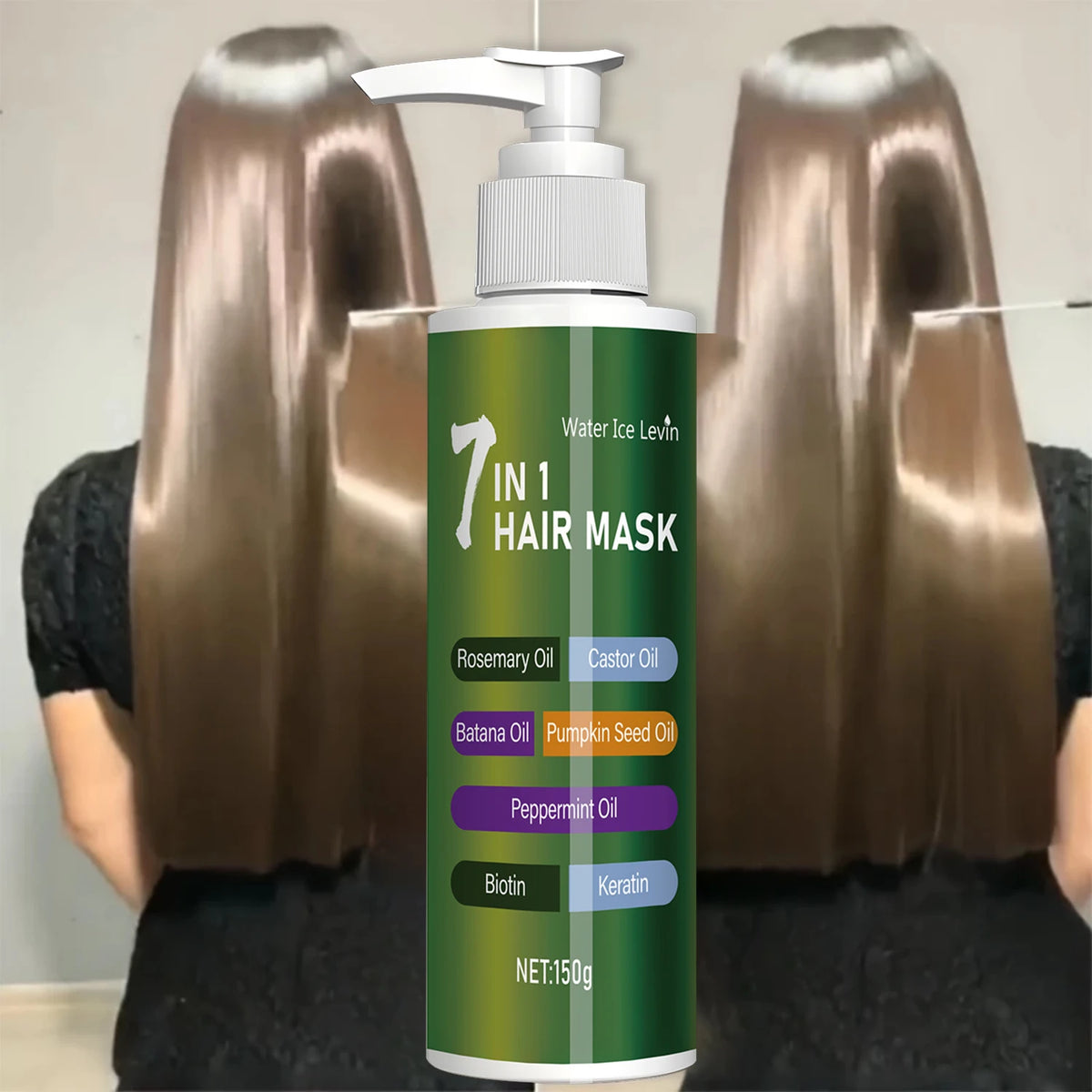 7-in-1 Deep Care Hair Mask prevents breakage and softens dry hair, rich in rosemary oil, castor oil, and biotin keratin