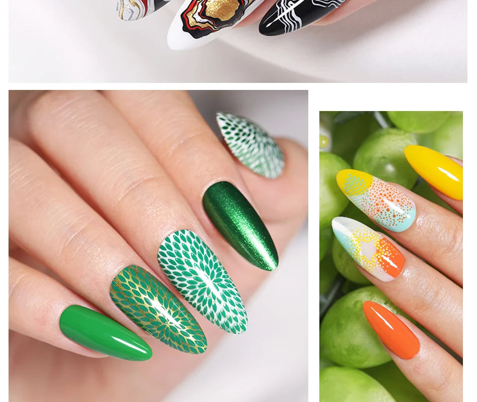 BORN PRETTY 10ml Stamping Nail Polish Set Gold Silver Black White Color Nail Printing Polish DIY for Nail Plate Design Varnish