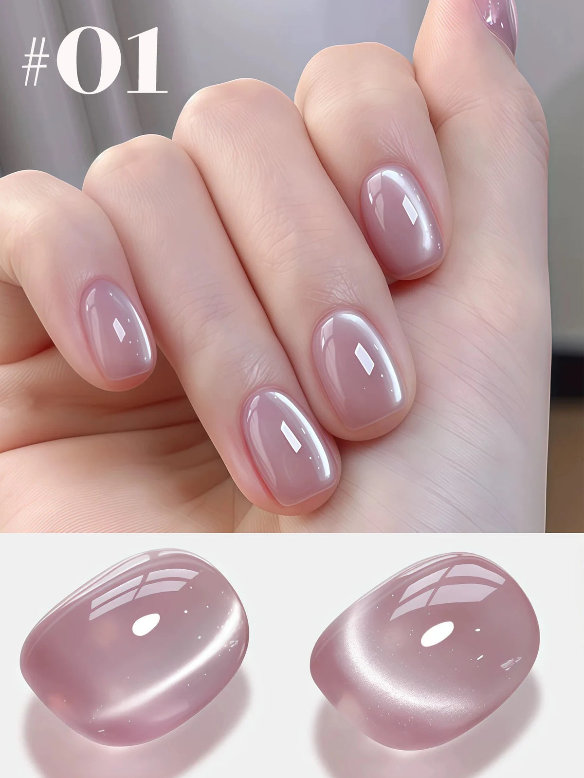 MN 10ML 1-16PCS Moonlight Ballet Magnet Cat Eye Nail Polish Gel Nude Pink Style With Gold Glass Beads Cat Eye Look Nail Polish