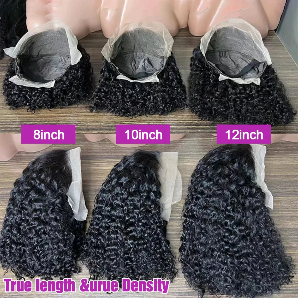 Brazilian Water Curly Lace Front Wig Short Bob Glueless Wigs Human Hair Deep Wave 13X6 Hd Lace Frontal Wig For Women 250 Density