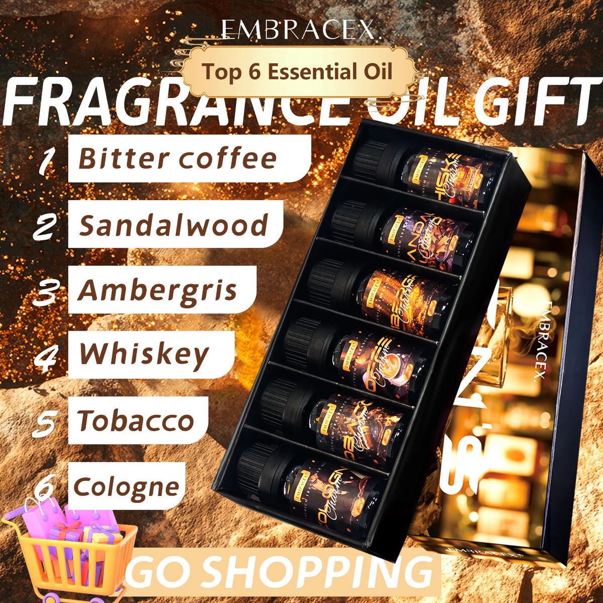 6PC/1Set Men's Fragrance Oils Gifts Box For Men For Humidifier&Diffuser Air Freshening Candle Making