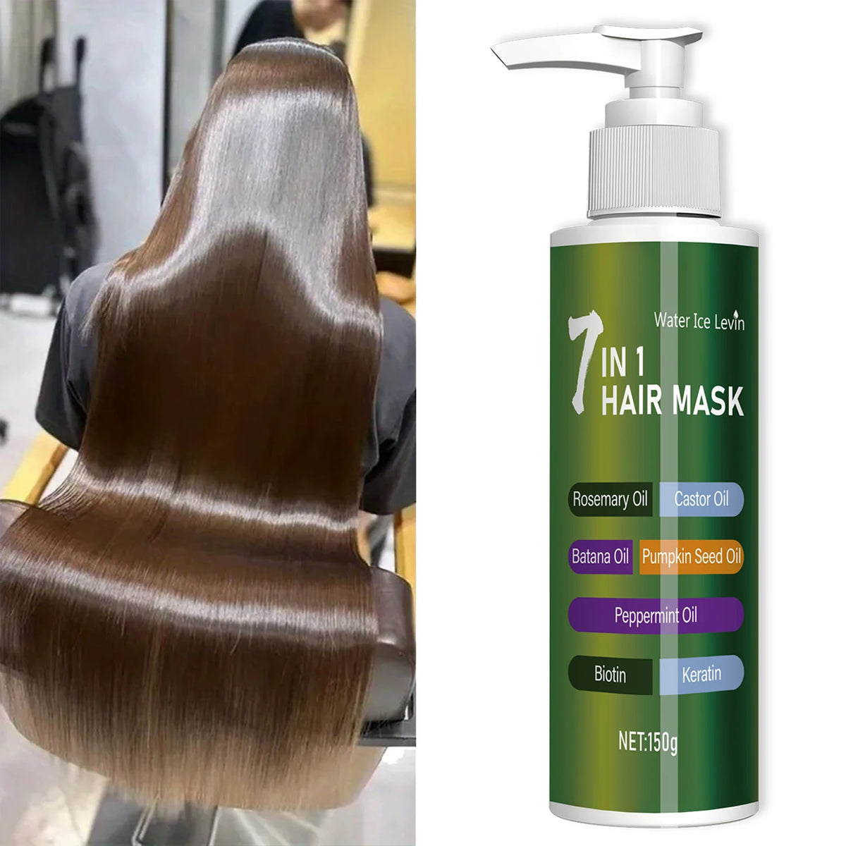 7-in-1 Deep Care Hair Mask prevents breakage and softens dry hair, rich in rosemary oil, castor oil, and biotin keratin