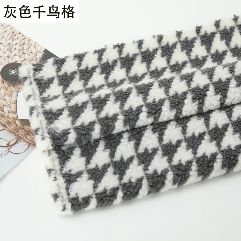 Thickened Short Hair Plush Fabric By The Meter for Needlework Autumn Coat Hoodies Dolls Diy Sewing Cloth Warm Soft Bear Plaid