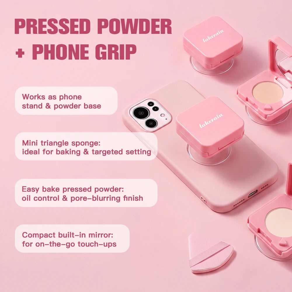 3Pcs Foundation Stick Face Pressed Powder Compact with Christmas Drawstring Bag Long Lasting Matte Face Cosmetic Christmas Gift
