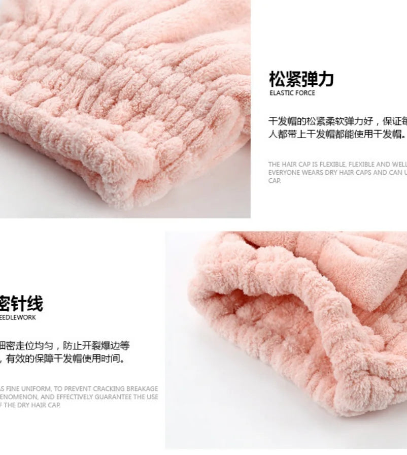 Women's Dry Hair Cap Coral Fleece Super Absorbent Soft Shower Cap Microfiber Butterfly Bow Lady Turban Head Towels for Everyone