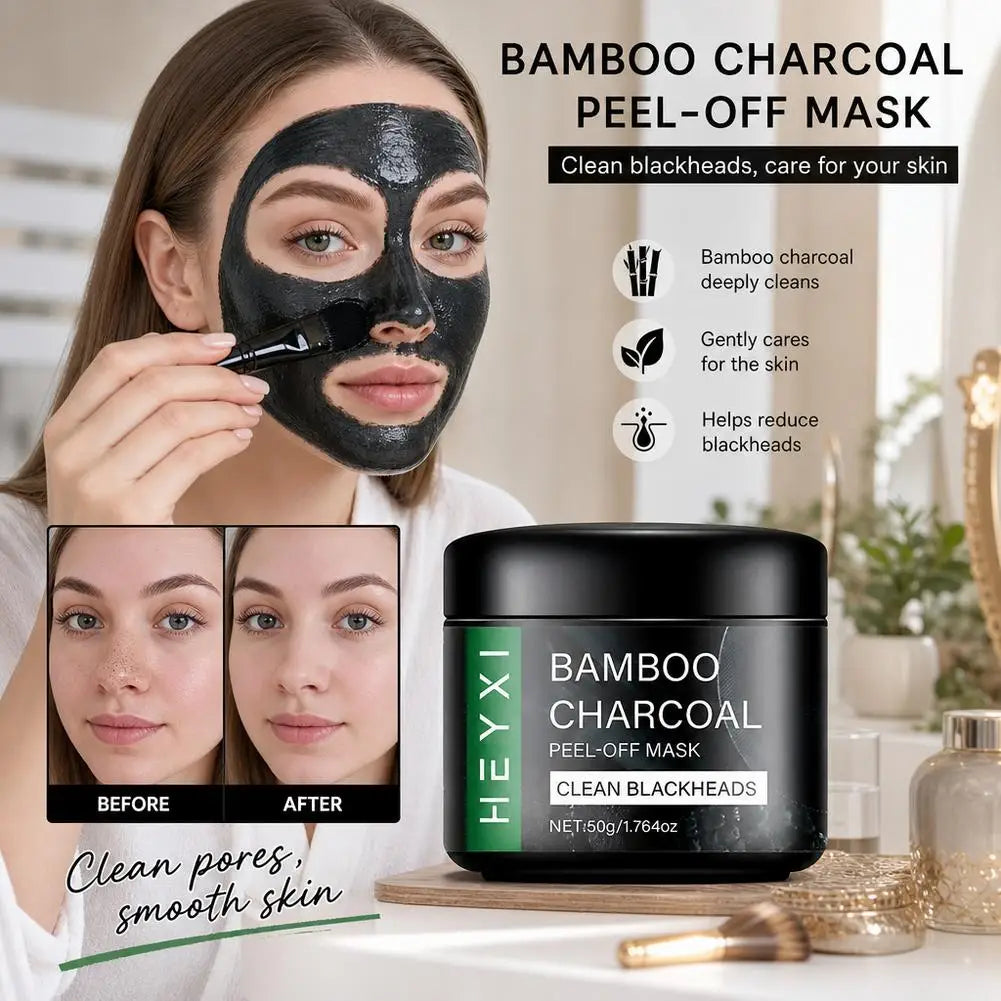 Charcoal Bamboo Peel Off Mask 50g,Deep Cleansing Blackhead Remover, Oil Control Pore Purifying Mud Mask for T-Zone Care