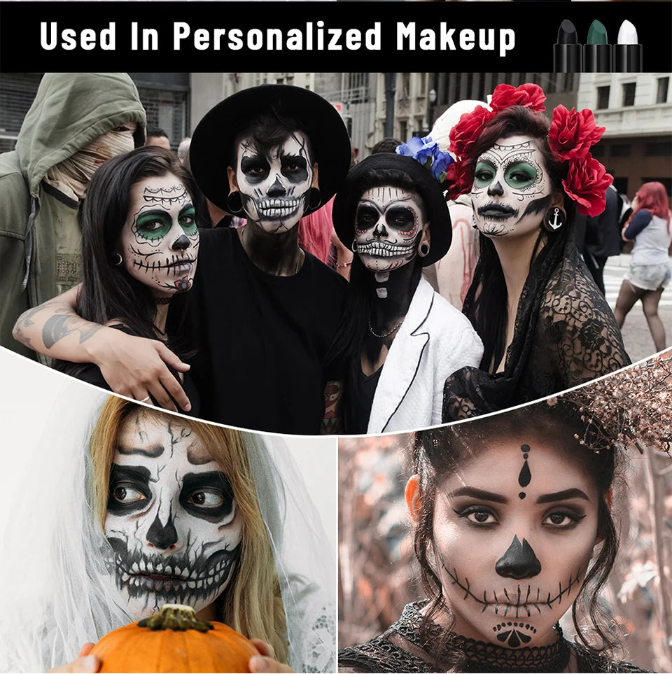 Black Eye Face Body Paint Stick Cream Eyeblack Tube Black Body Painting Sticks for Halloween Cosplay Joker Makeup