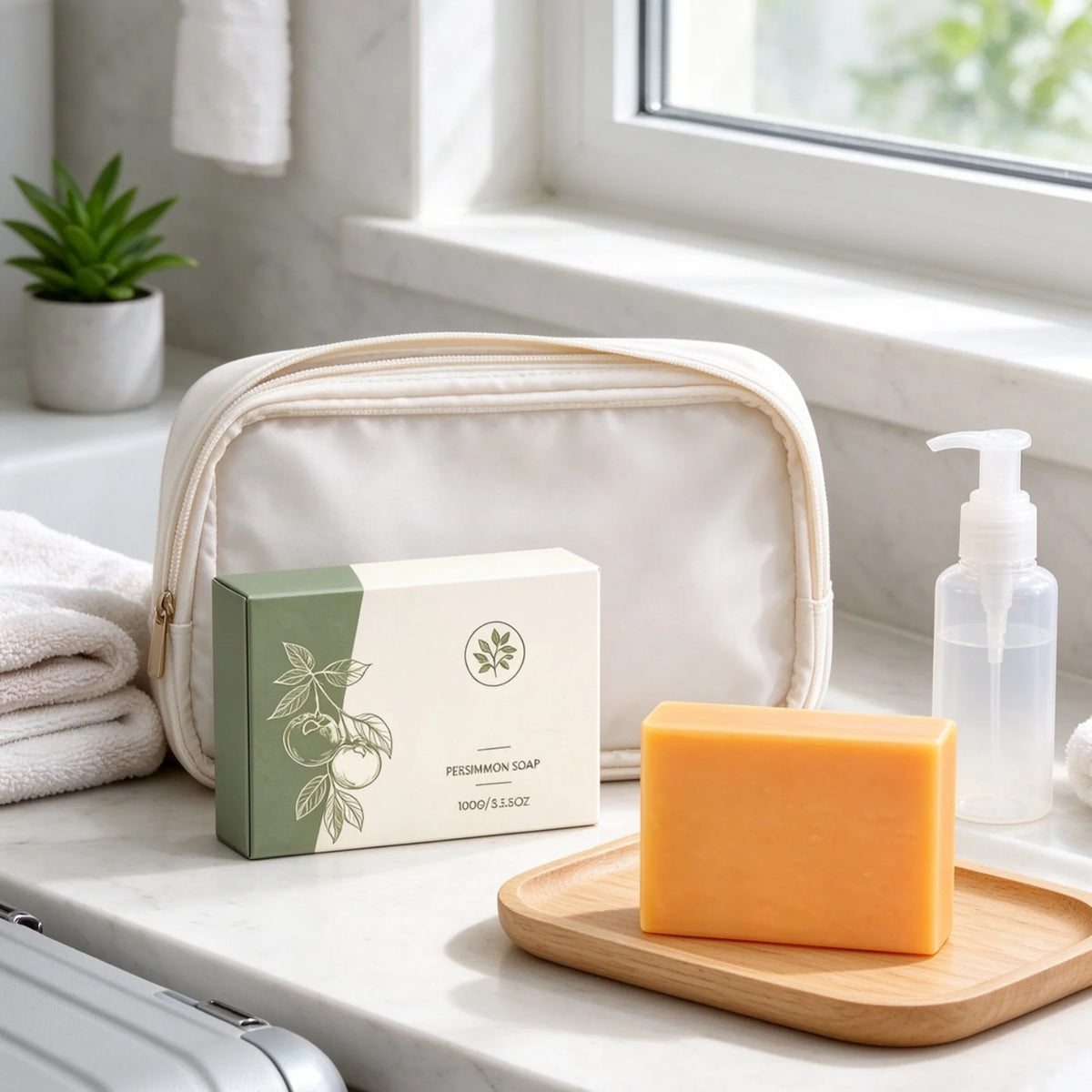 Persimmon Extract Soap Deeply Cleaning Moisturizing Nourishing Skin Rich Foam Refreshing Fragrance Skin Friendly Body Wash Soap