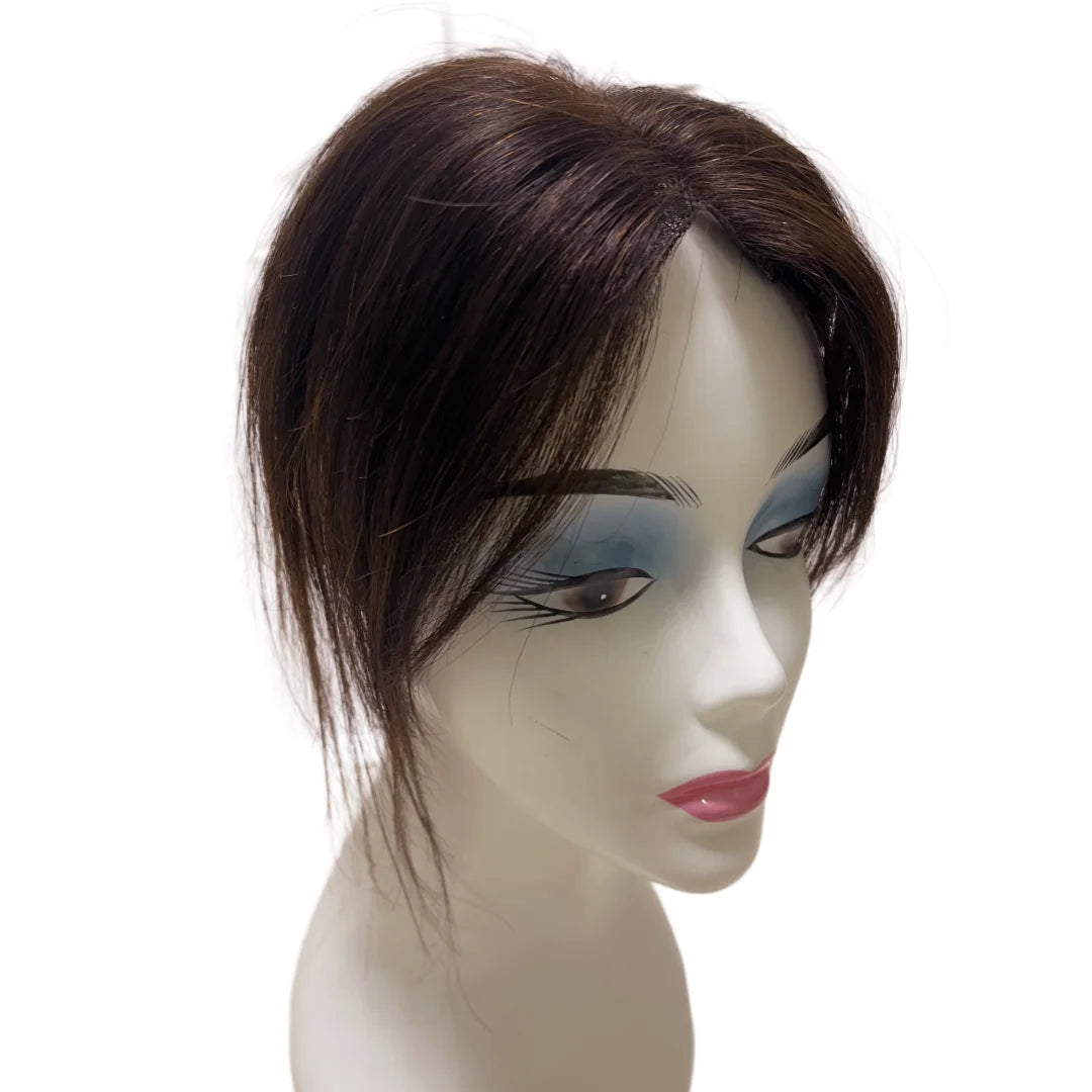Ultra-Thin Mesh Hair Toppers 8x11cm Clip-In Bangs Hairpiece for Women Fluffy Real Hair Increase Volume Cover White Hair