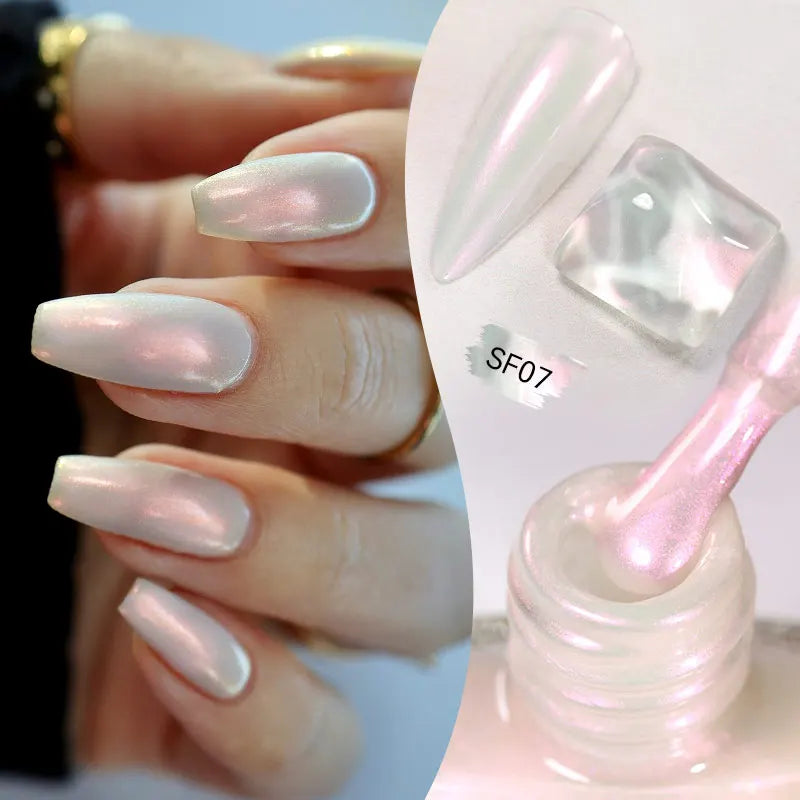 LILYCUTE 7ml Auroras Glitter Nail Polish No Need of UV/LED Lamp Nail Supplies Vernis White Pink Silver Pearl Effect for Nails