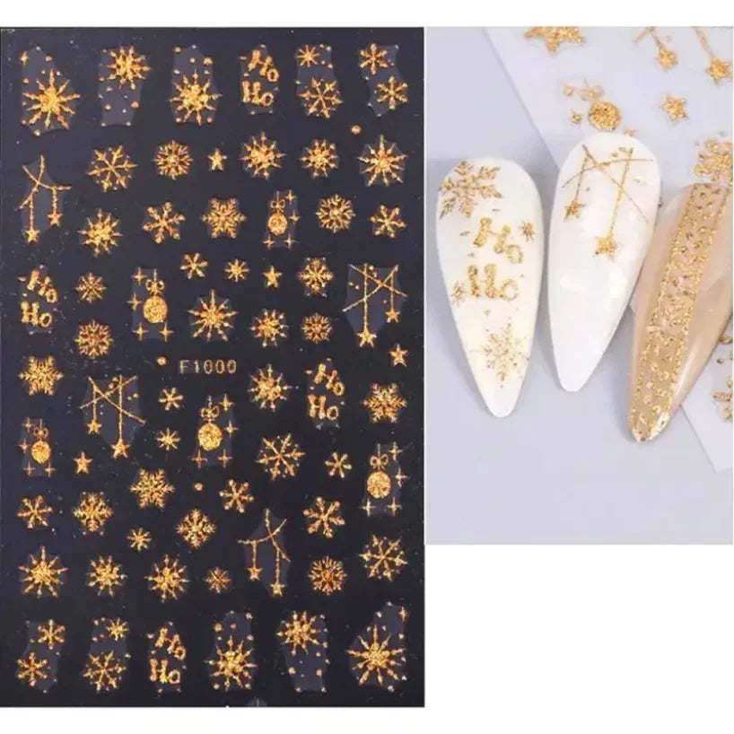 5D White Snowflakes Embossed Nail Art Stickers Winter Charm Decals Self Adhesive Christmas New Year Slider Decoration Manicure
