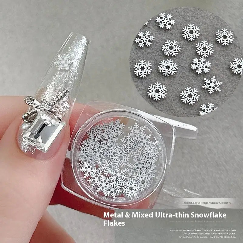 Snowflakes Winter Nail Sequins Sparkling Christmas Flakes Spangles Nail Art Decoration Sticker Tips Nail Charm Manicure Salon