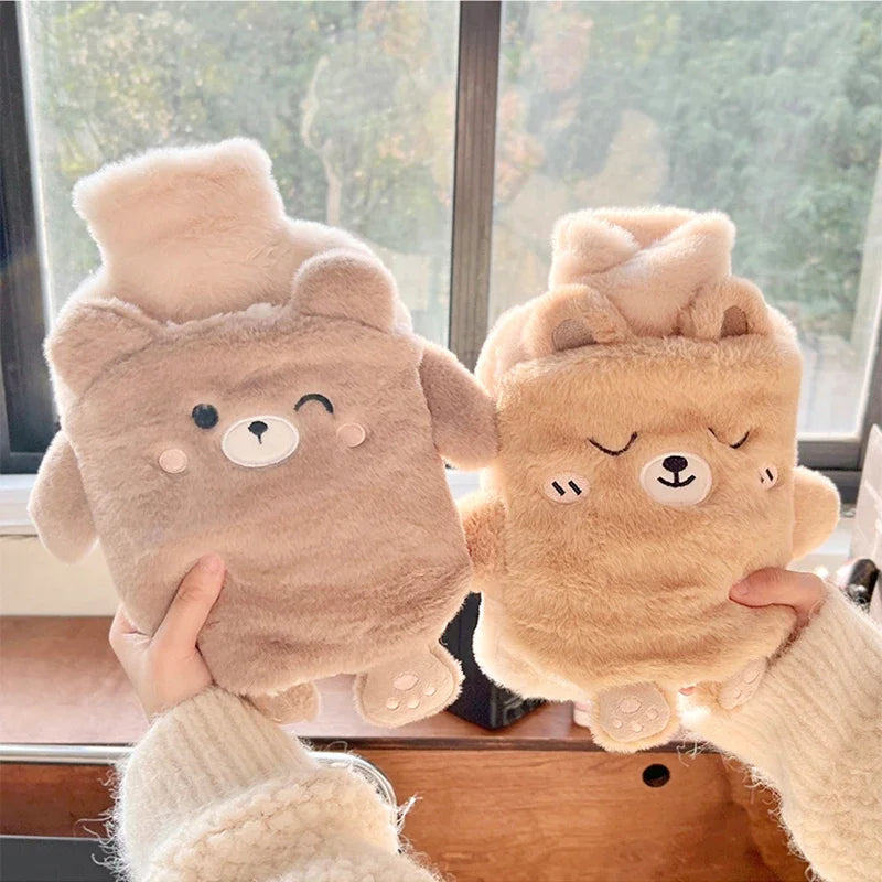 Kawaii Hot Water Bags Cute Plush Rubber Hand and Foot Belly Warmer Explosion-proof Hot Water Bottles for Women Period Pain
