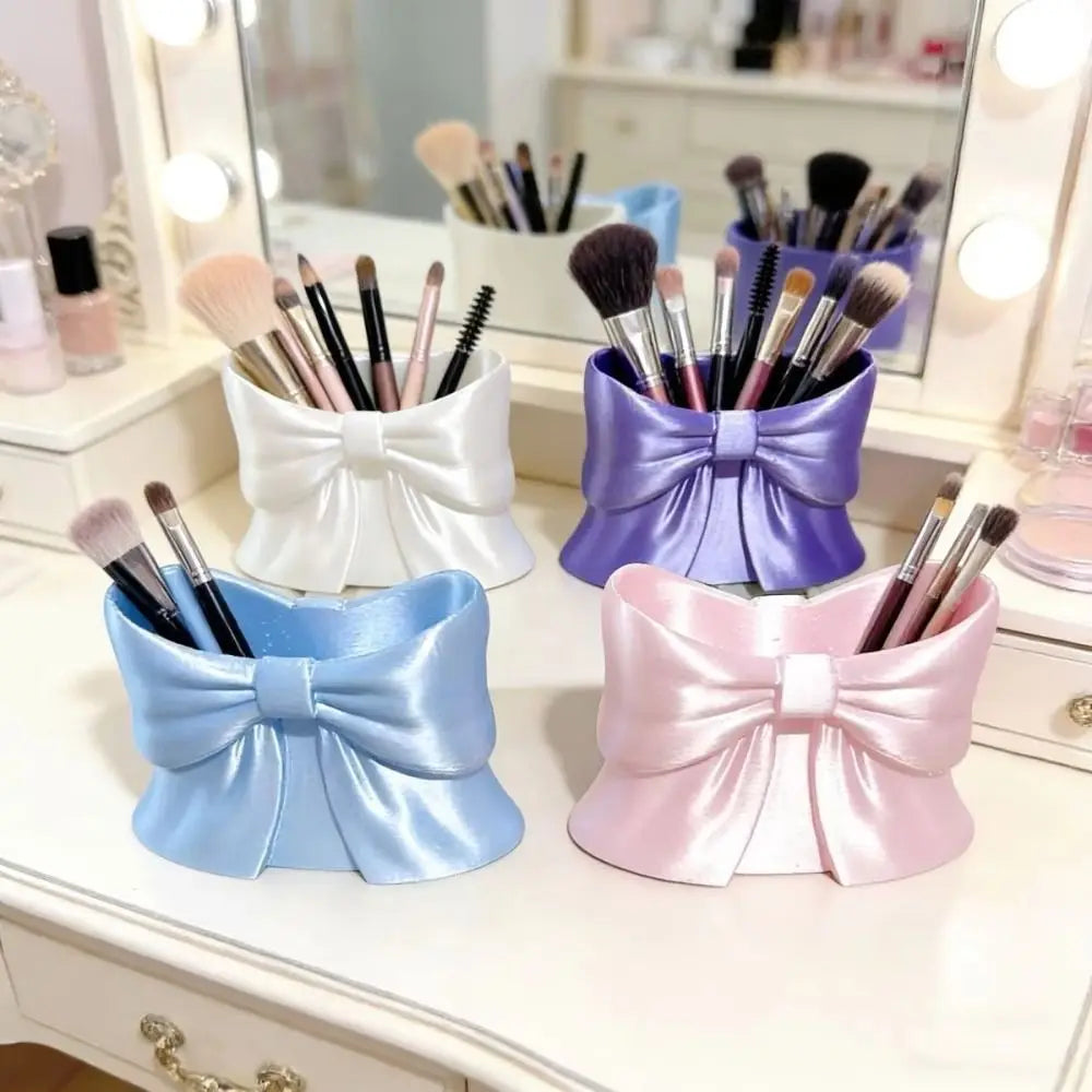 3D Printed Makeup Brush Storage Large-Capacity Space-Saving Bow Shape Pen Holder Sweet Cute Pen Organizer Cosmetic Storage