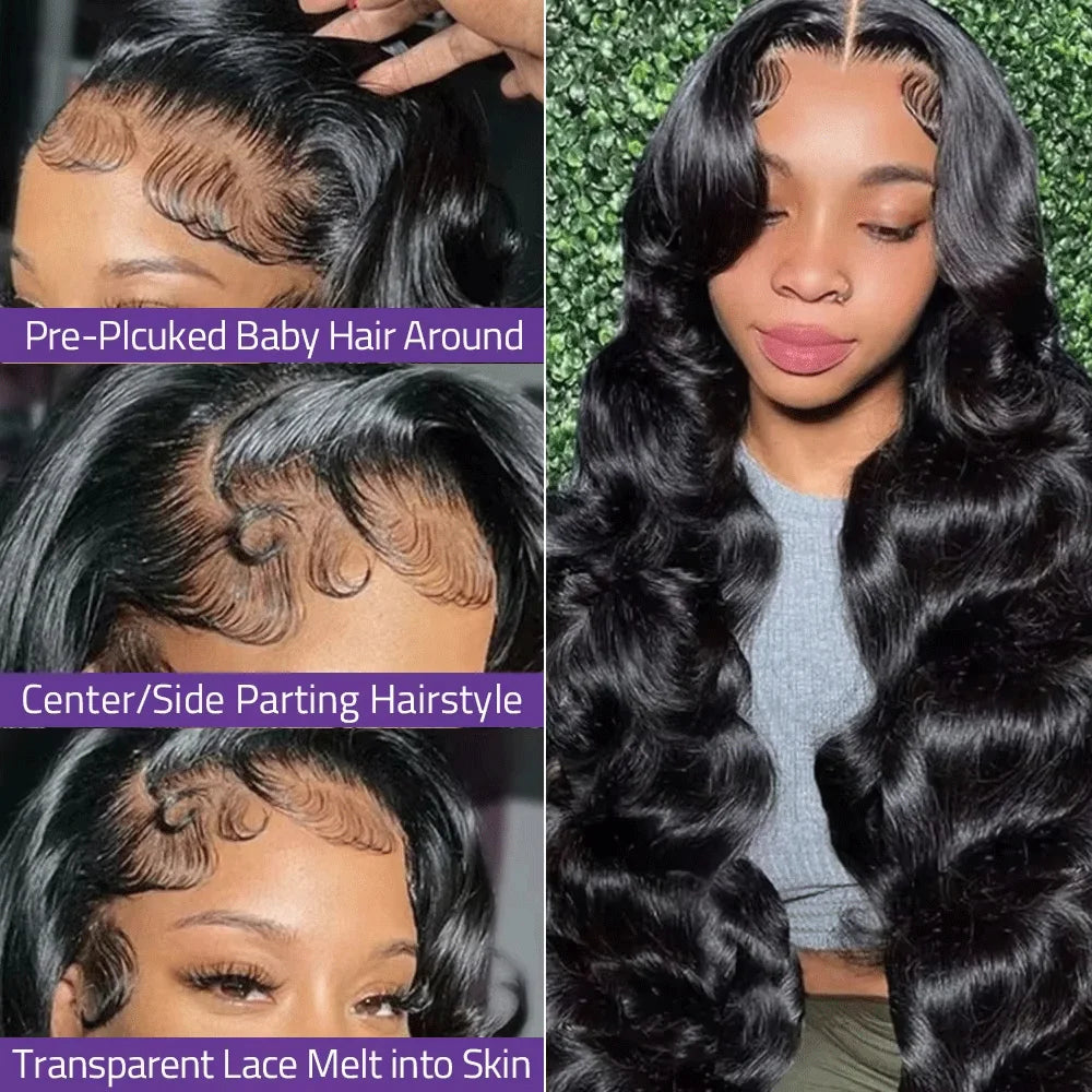 13x6 HD Transparent Lace Front Wigs 5x5 13x4 Body Wave Lace Frontal Wig  40 Inch Brazilian Preplucked Human Hair 200% Density