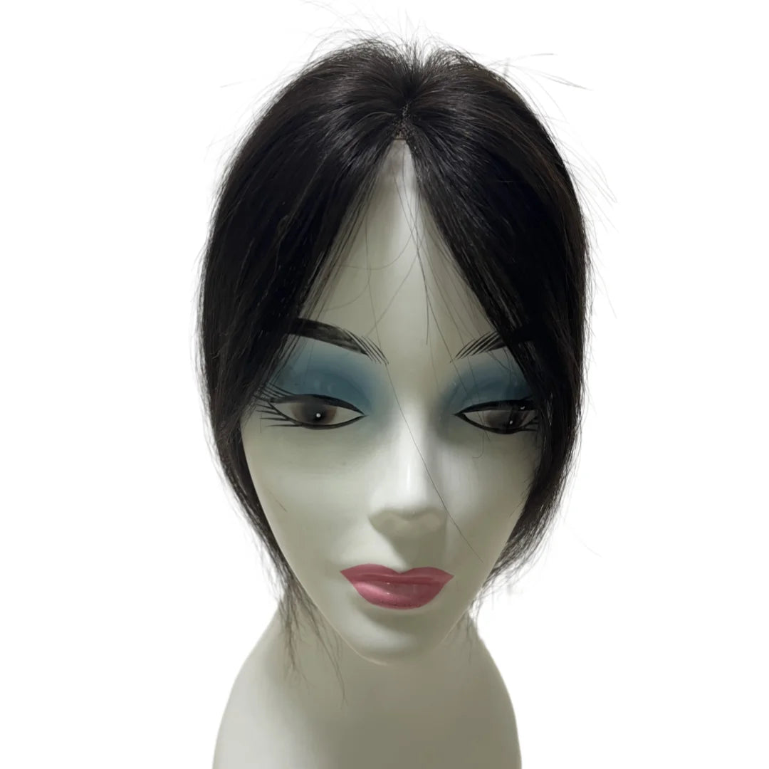 Ultra-Thin Mesh Hair Toppers 8x11cm Clip-In Bangs Hairpiece for Women Fluffy Real Hair Increase Volume Cover White Hair