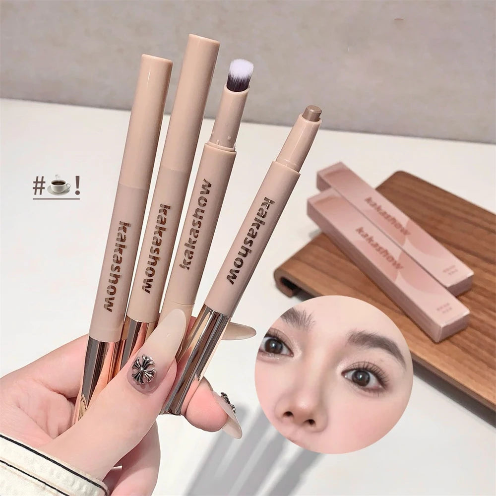 3D Contouring Pen Matte Bronzer Stick Grey Brown Nose Shadow Contour Pen With Brush Double Head Facial Contour Stick Makeup