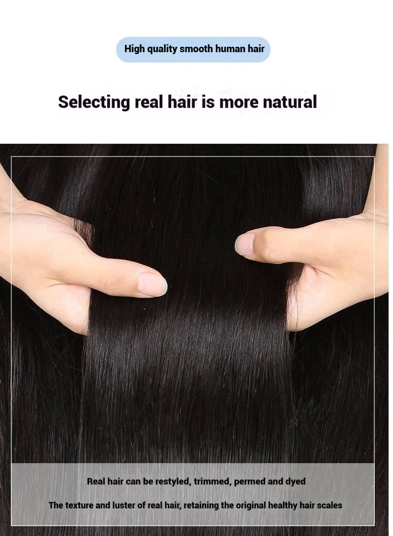 7x10cm Breathable Lace Human Hair Toppers 10 Inch Invisible Clip In Bangs for Women Natural Hairpieces Cover Thinning Hair Daily