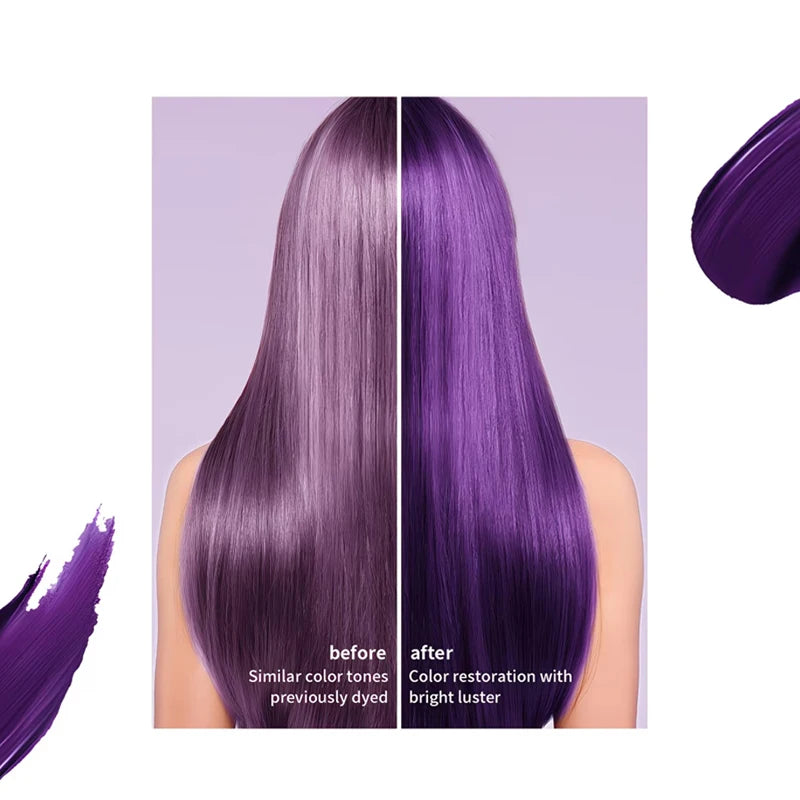 1/2/3 Tubes of Dazzling Grape Purple Color-Enhancing, Smooth and Moisturizing Hair Mask, Quick Semi-Permanent Color in 10 Minutes, Improves Dryness and Frizz after Dyeing, Deeply Repairs Damaged Hair after Dyeing, Gently Mois