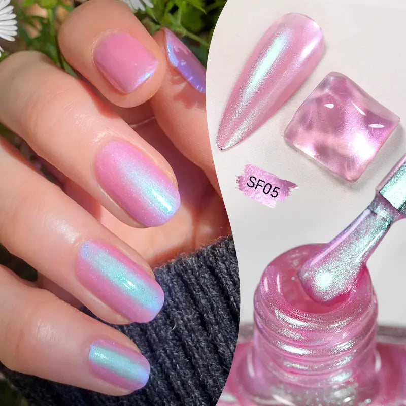 LILYCUTE 7ml Auroras Glitter Nail Polish No Need of UV/LED Lamp Nail Supplies Vernis White Pink Silver Pearl Effect for Nails