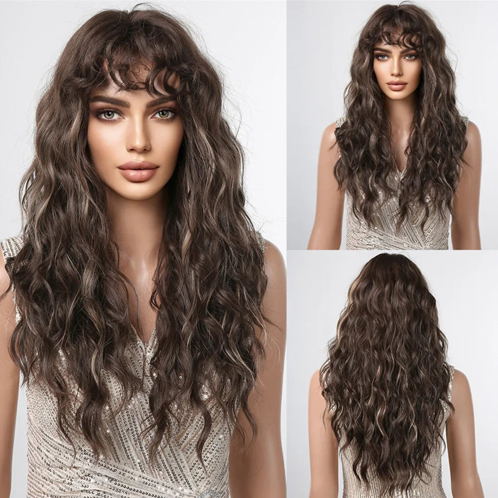 HENRY MARGU Light Green Curly Synthetic Wigs Long Colorful Wig with Bangs Heat Resistant Fiber for Cosplay Party Women Girls Use