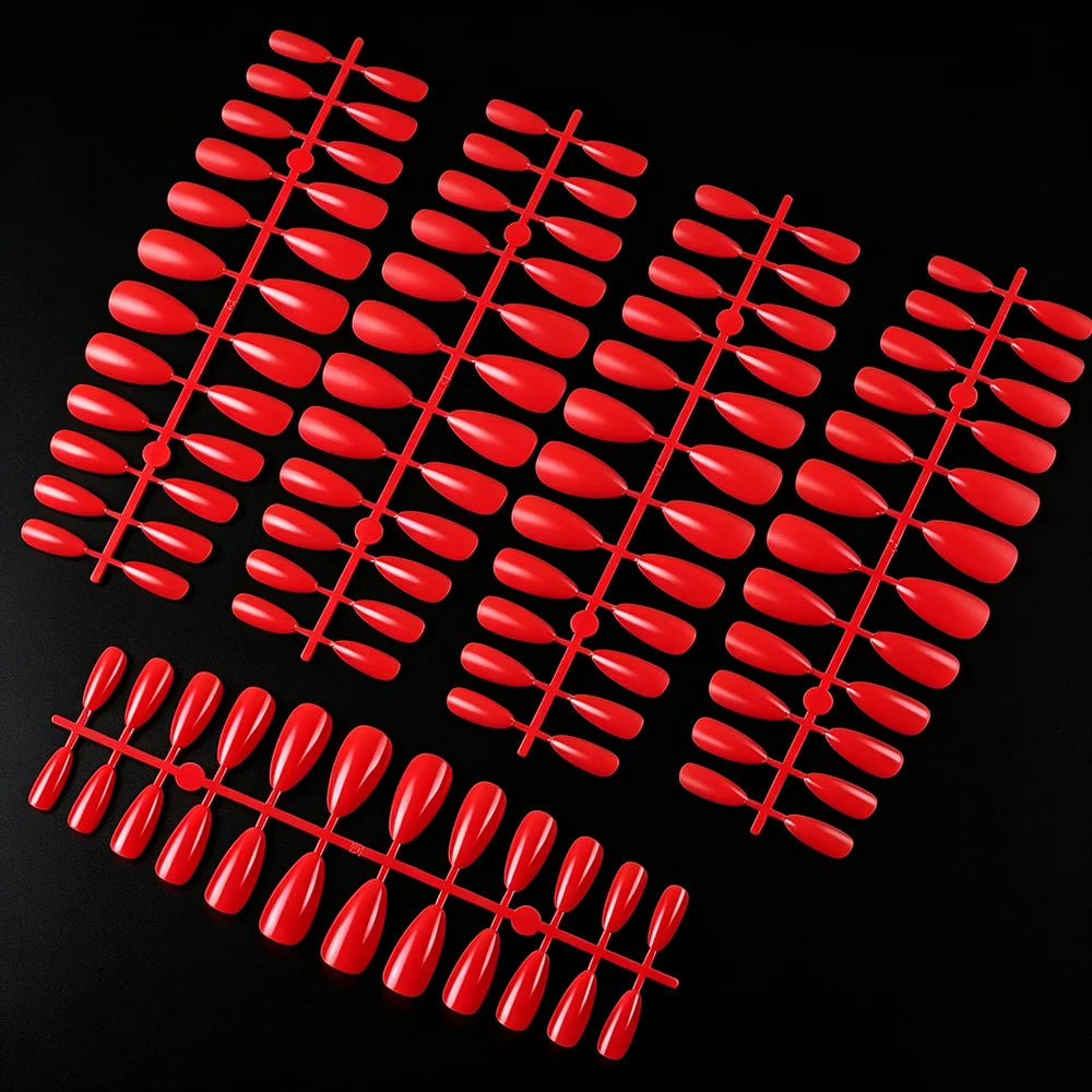 120Pcs Mixed Halloween&Christmas Red Almond Press On Nails Glossy Red Finger Fake Nails DIY Full Cover Manicure Almond Red Tips