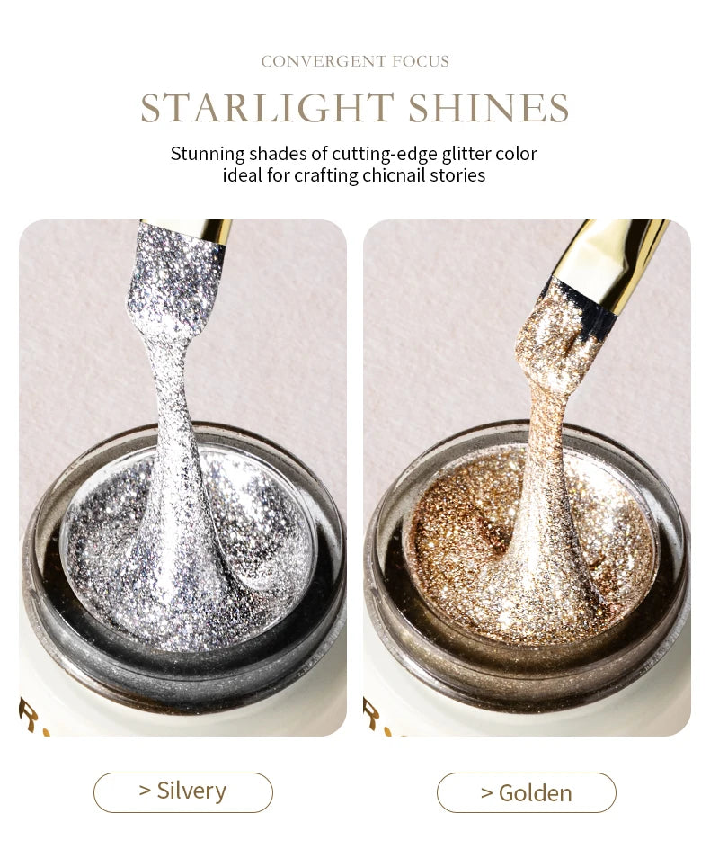 RSNAIL No Wipe Platinum Gel Nail Polish 8g Sparkle Painting Metallic Golden Silvery Liner Gel French Drawing Liner DIY Nail Art