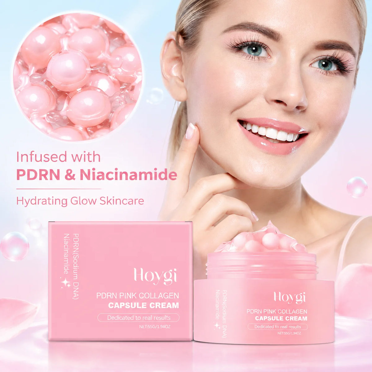 PDRN Pink Collagen Face Serum Skin Oil Control Lasting Moisturizing Facial Cream Skin Care Gel Lightweight Non-Greasy Cream