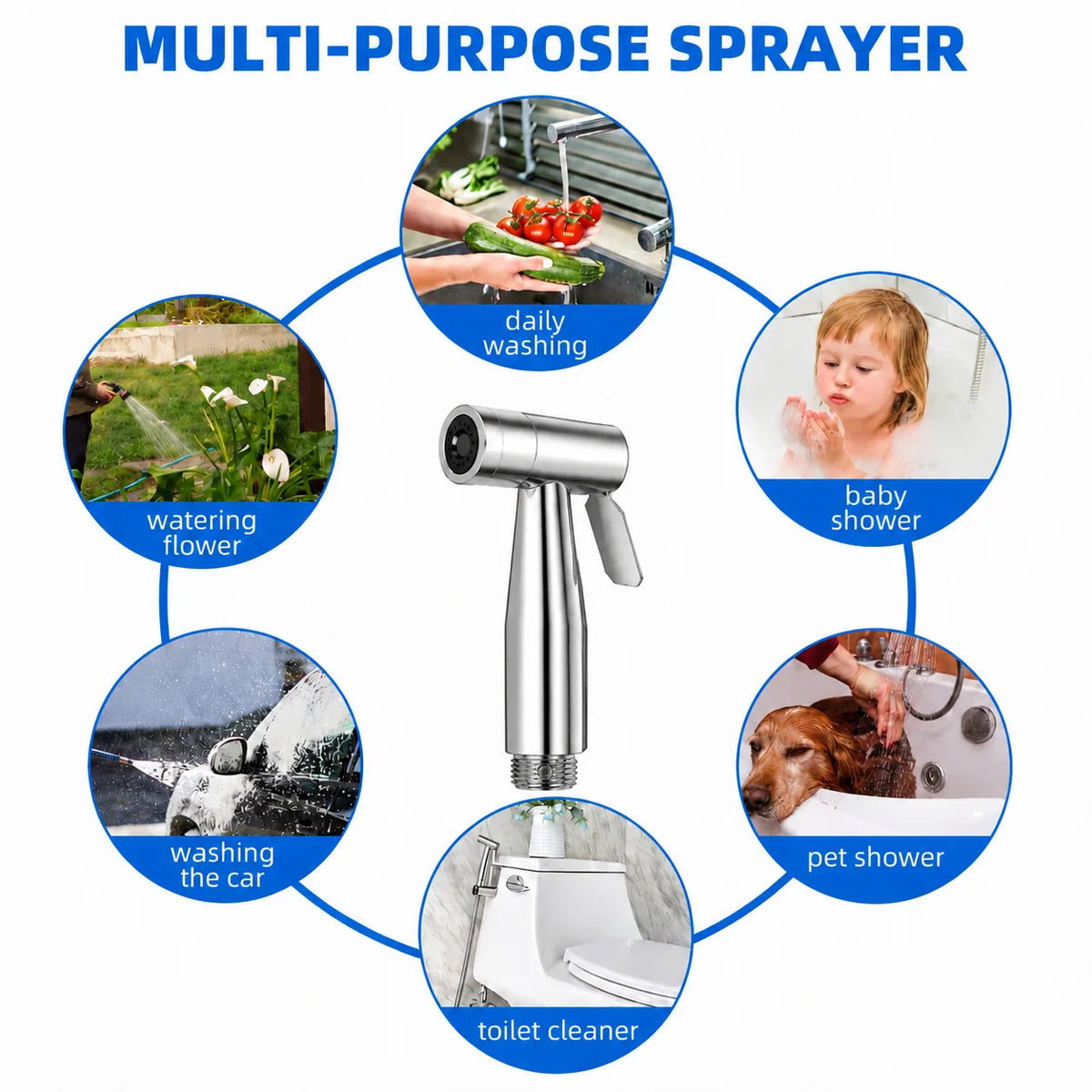 Portable Handheld Bidet Sprayer Nozzle with Pressurized Cleaning for Feminine Hygiene Toilet Washing Bathroom Accessory