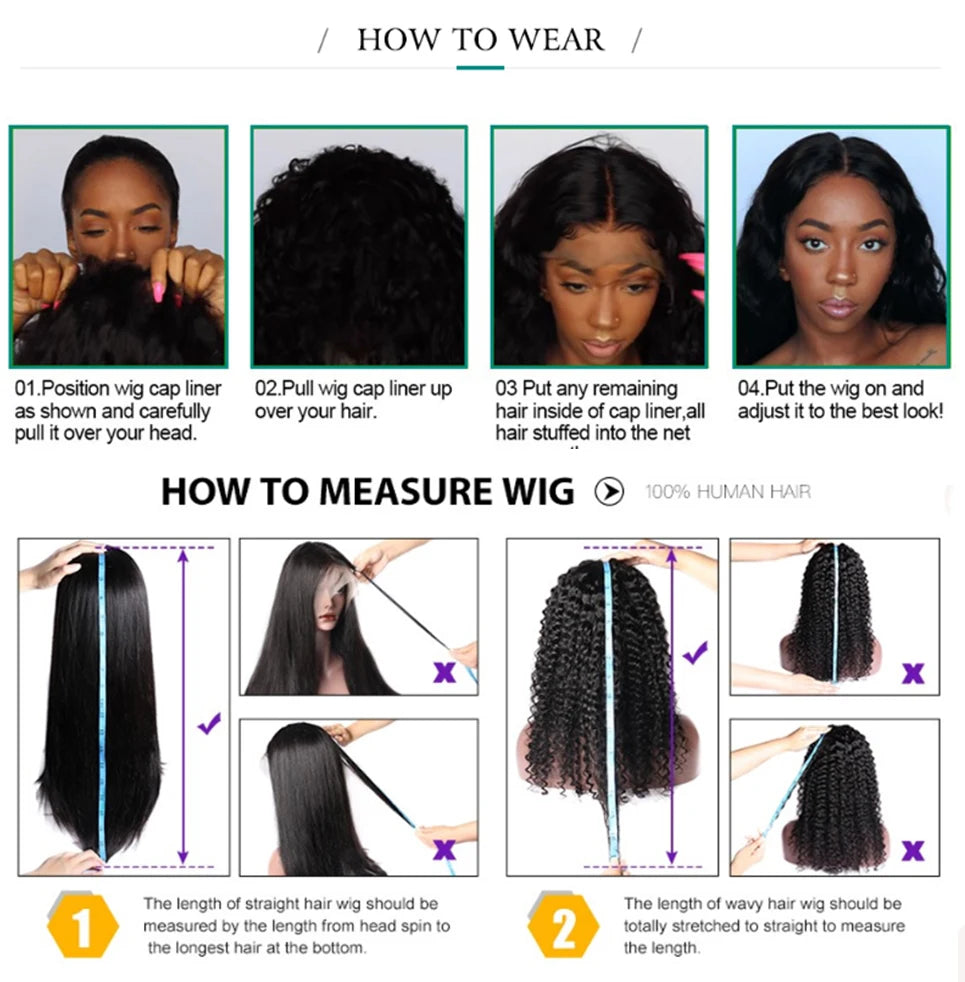 Glueless Kinky Curly Wig 13X6 Human Hair Ready To Wear Frontal Wigs Deep Curls Lace Closure Wig For Women Tissage Cheveux Humain