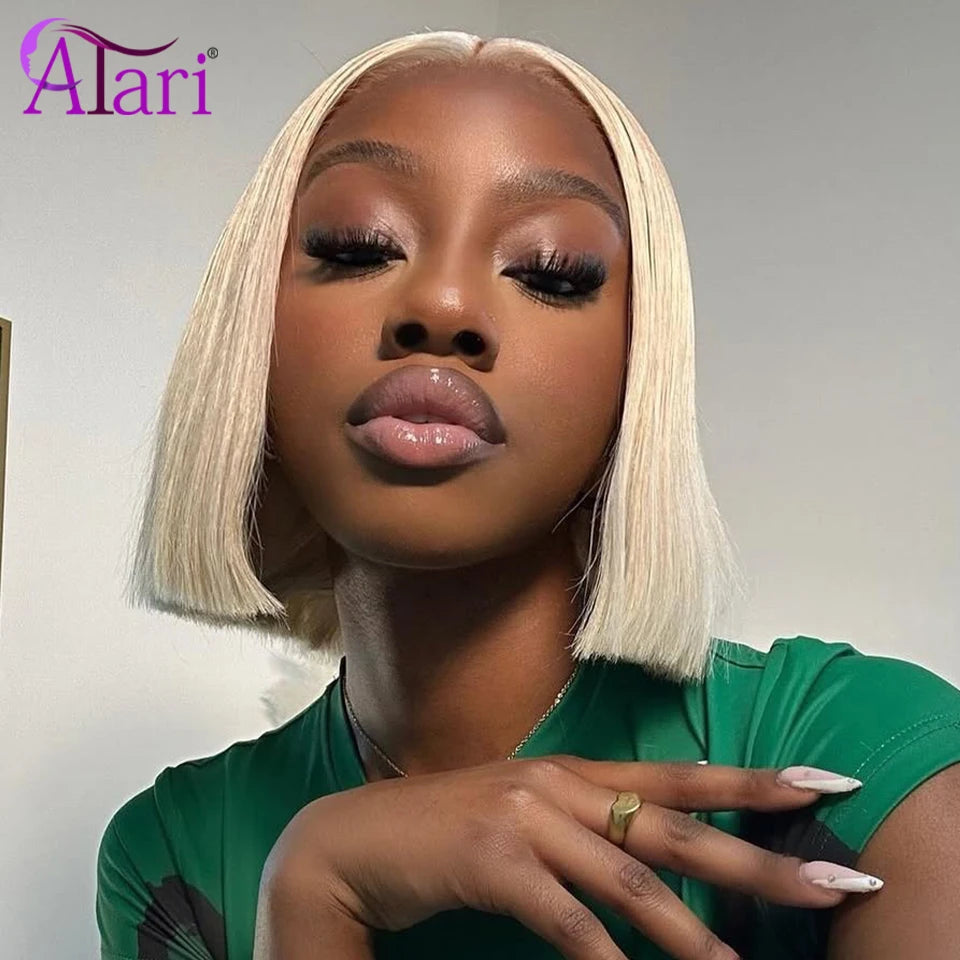 Upgrade 13x4 Lace Frontal Bob Striaght 3 Tone Human Hair Wigs Brazilian Ombre 613 Colored Short Bob Transparent Wig 180 Density
