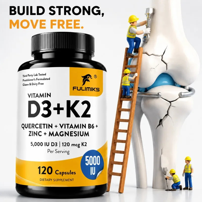 Vitamin D3 K2 Supplement, with Zinc, for Calcium Absorption, Bone Regeneration, Immune Support, Heart & Muscle Health