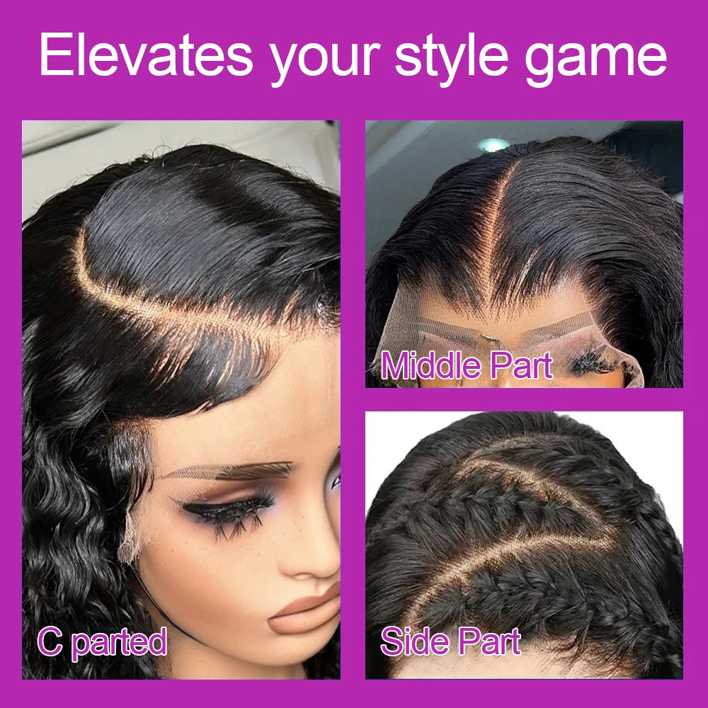 Brazilian Water Curly Lace Front Wig Short Bob Glueless Wigs Human Hair Deep Wave 13X6 Hd Lace Frontal Wig For Women 250 Density