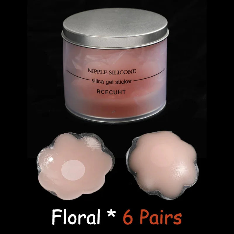 10/12 Pieces Reusable Invisible Silicone Adhesive Nipple Cover Pasties Pad For Women Sexy Lift Up Strapless Breast Petals Patch