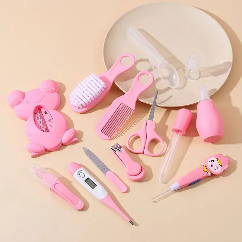 Baby Kit - 13PCS Wash Brush Thermometer Nail Clipper for Newborn Care Essentials Set with Hair Healthcare