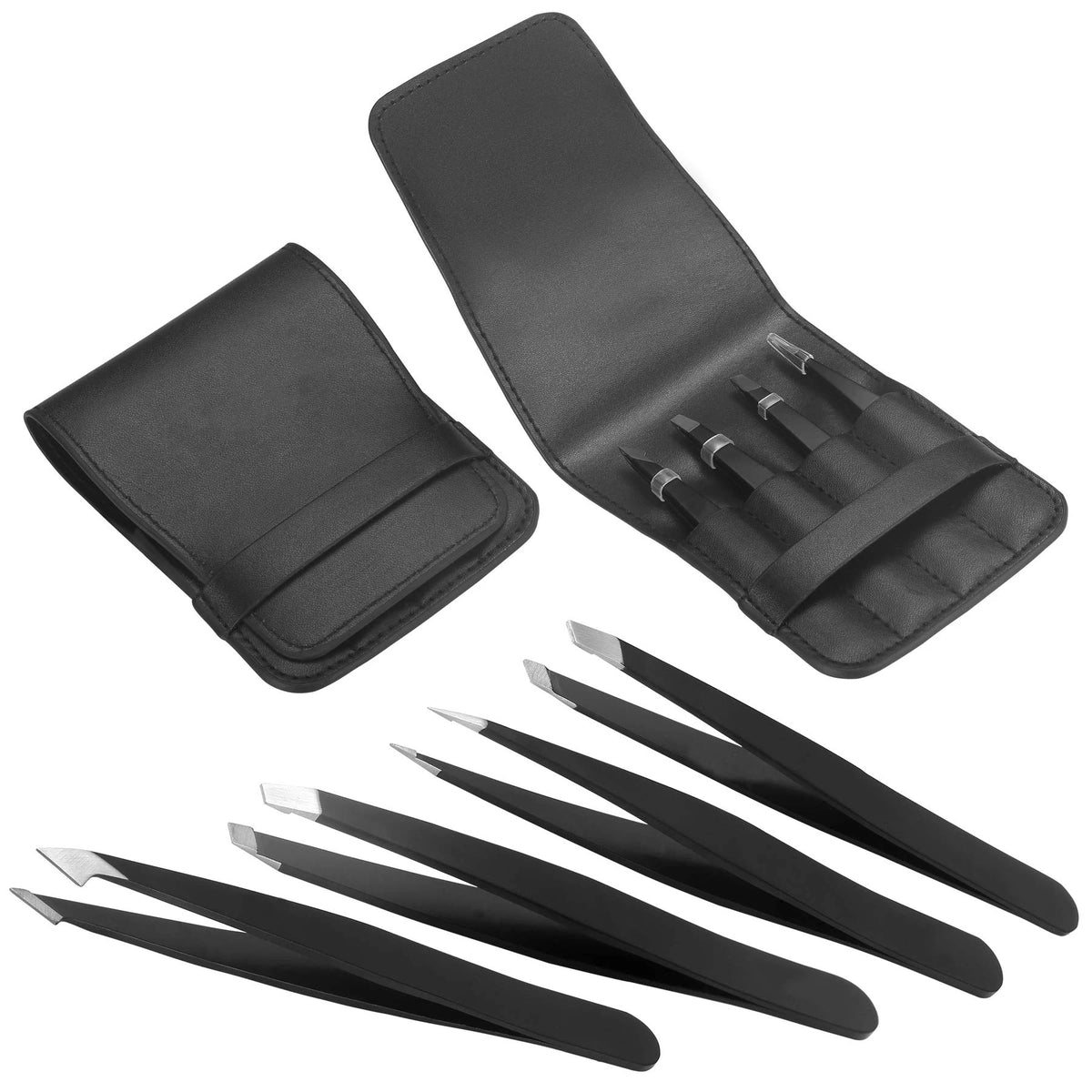 4-in-1 Precision Tweezers Set, Stainless Steel, Multi-Tip, Perfect for Eyebrow & Hair Removal