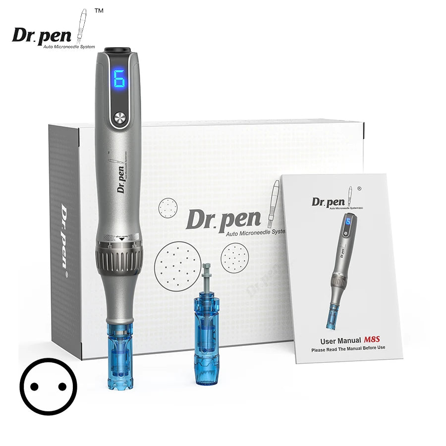 Dr Pen Ultima M8S With 2PCS 18pin Needle Kits Wireless Professional MTS Derma Pen Beauty Machine ≤0.25mm Needle US UK Local Ship