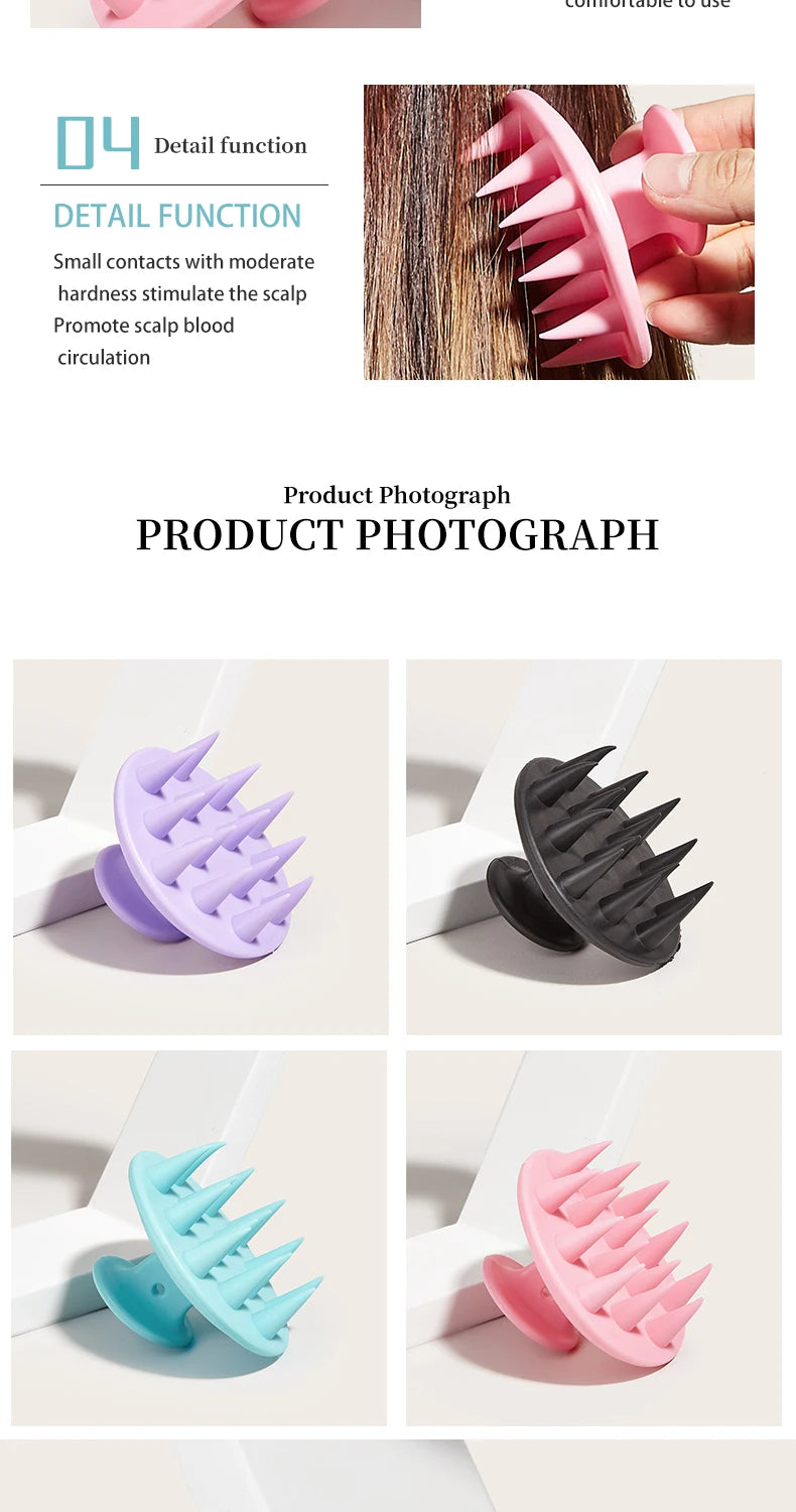 Silicone Shampoo Head Scalp Massage Brush Silicone Body Brush Hair Washing Comb SPA Bath Shower Brush Salon Hairdressing Tools
