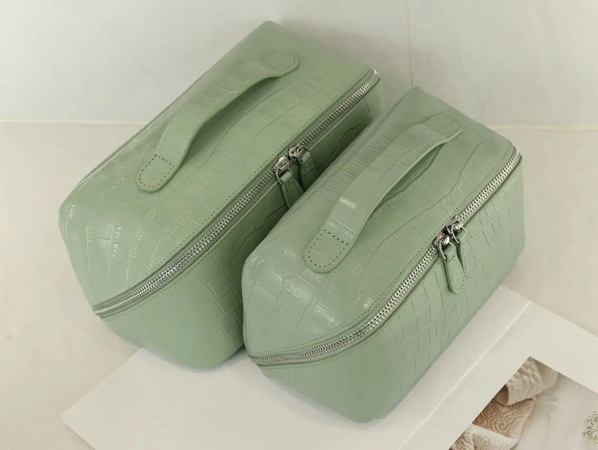 Dermis Makeup Brush Bags Crocodile Pattern Makeup Organizer Bag Large Capacity Skincare Bag Portable Commuting Big Makeup Bag